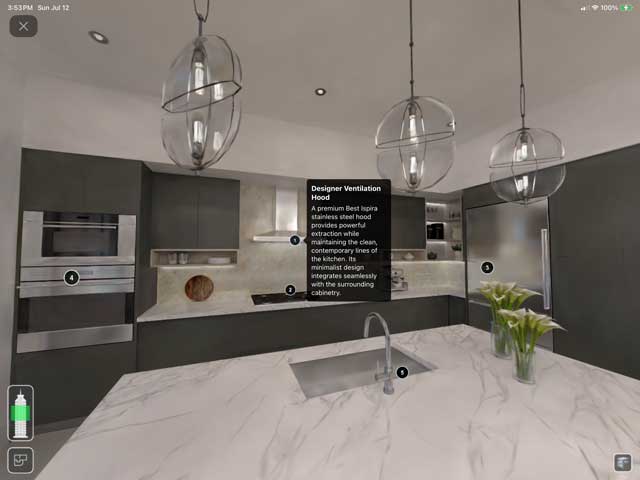 Contextual information point inside a residence kitchen