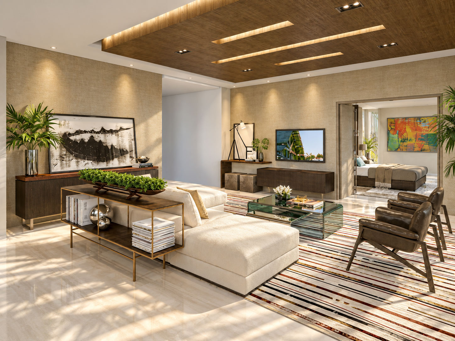 One Ocean: Living room — interior design and visualisation by Archiform 3D