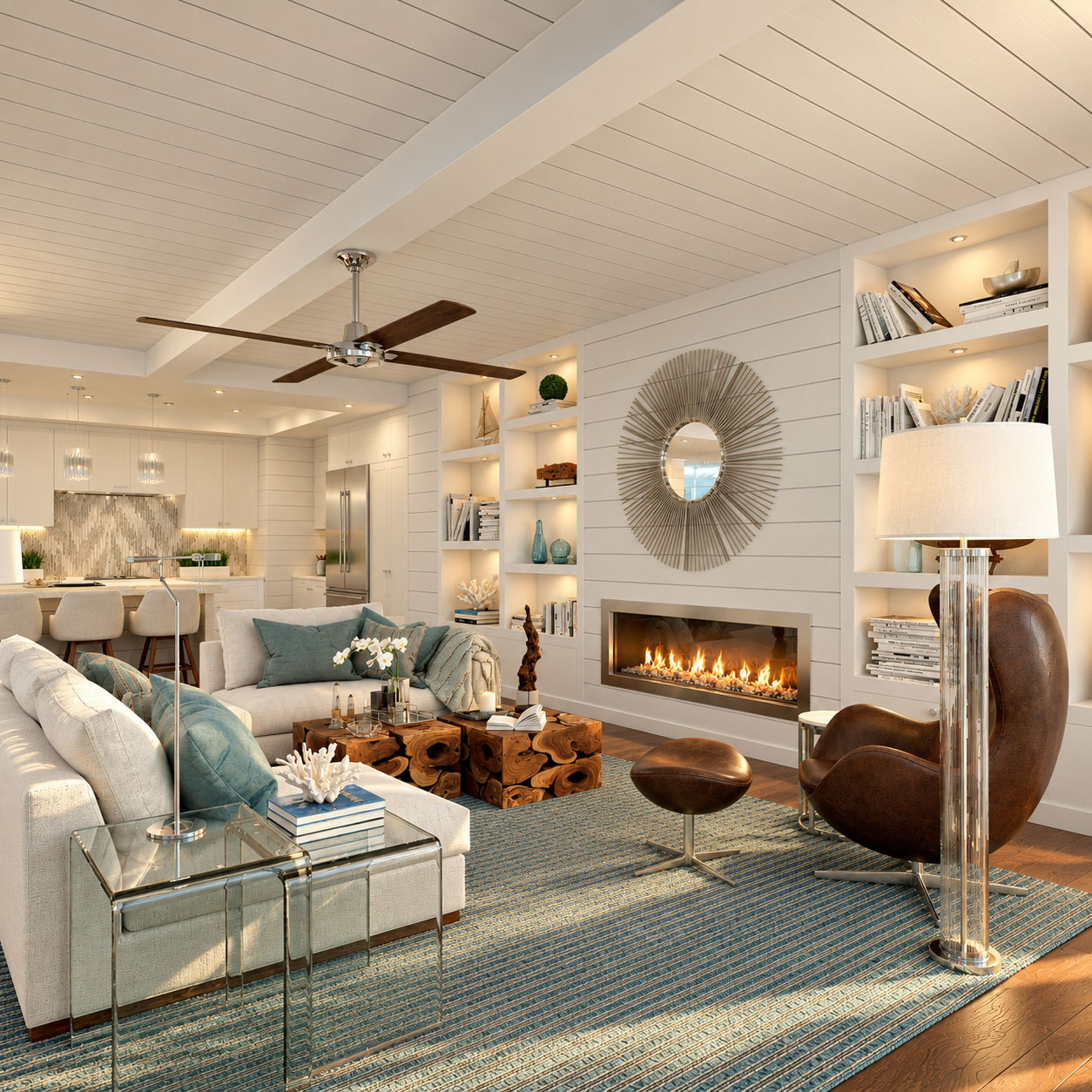 Seaglass: Type 3 living room — coastal interiors designed by Archiform 3D