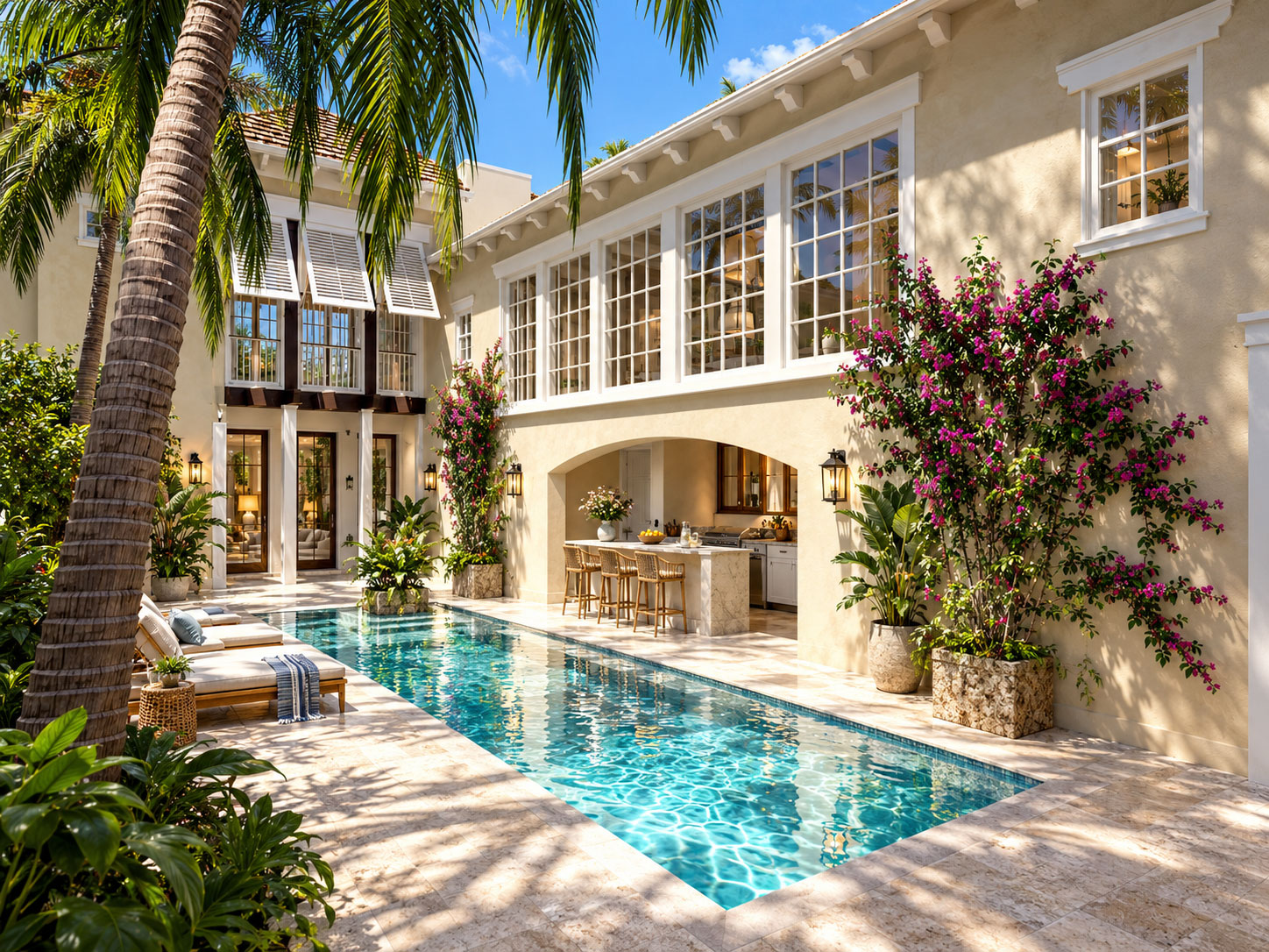 Windsor Club, Vero Beach: Courtyard pool and landscape — landscape design by Archiform 3D